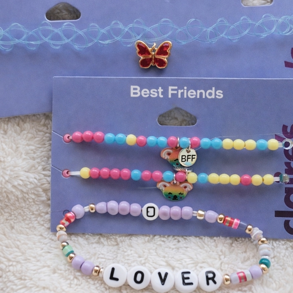 Claire’s Jewelry Bundle | Butterfly Choker, BFF Bracelets, LOVER Beaded Bracelet